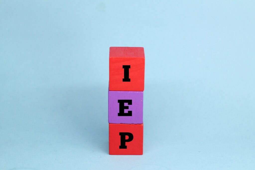 colored cube with the letter IEP